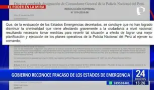 Gobierno reconoce fracaso de los estados de emergencia