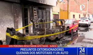 Surco: familia queda atrapada en edifico tras incendio de dos mototaxis y un auto