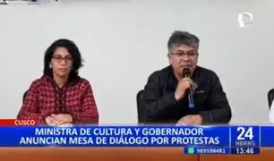 Ministra de Cultura y gobernador de Cusco anuncian mesa de diálogo por protestas