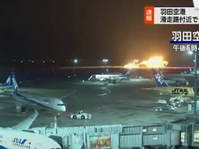 Tragedia en Japón: avión se incendia tras chocar contra otra aeronave y confirman 5 fallecidos