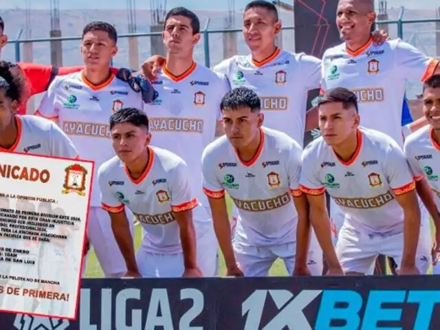 Ayacucho FC anuncia plantón en la Videna: “Exigimos ser incluidos en la Liga 1”