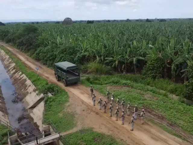 Ejército realiza patrullaje en la línea de frontera con Ecuador con personal, drones y vehículos