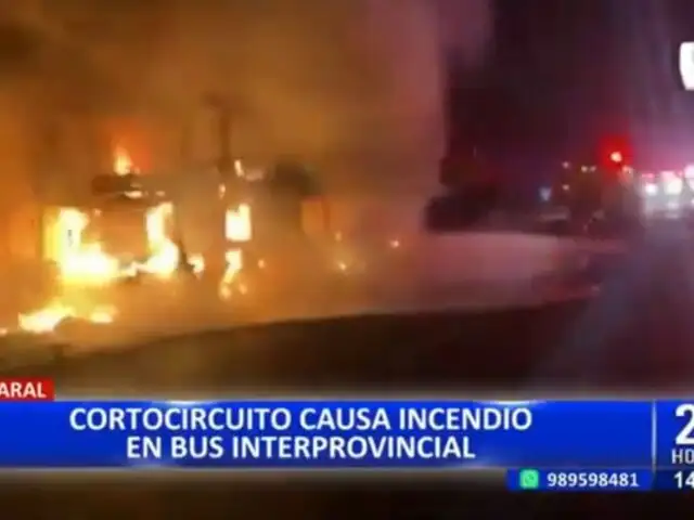 Huaral: Cortocircuito causa incendio en bus de transporte interprovincial