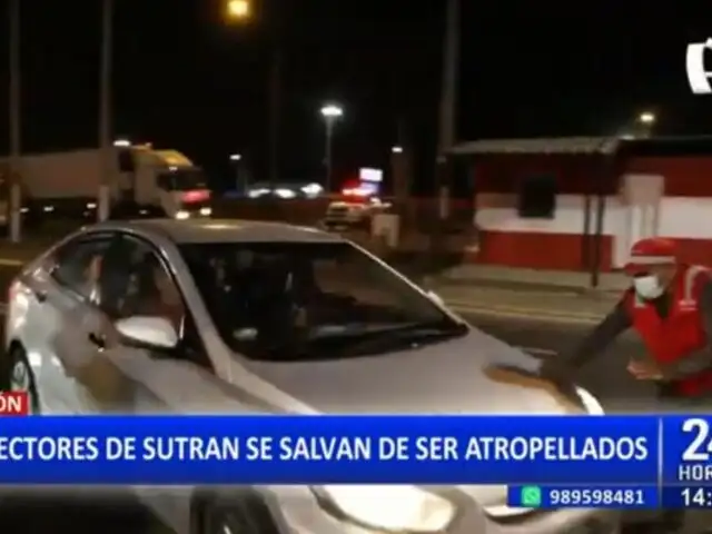 Ancón: Inspectores de Sutran se salvan de ser atropellados por transportistas informales