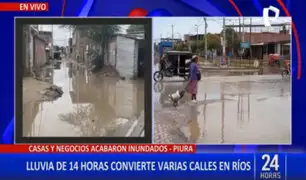 Piura: calles inundadas por una lluvia que duró cerca de 14 horas