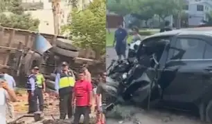 Accidente en La Molina: camión de ladrillos se estrella en óvalo Los Cóndores y deja 5 heridos