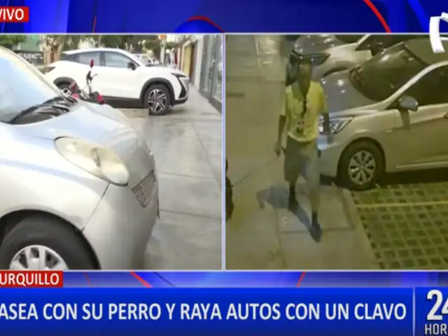Surquillo: sujeto que raya autos estacionados con clavos no quiere hacerse cargo de los daños