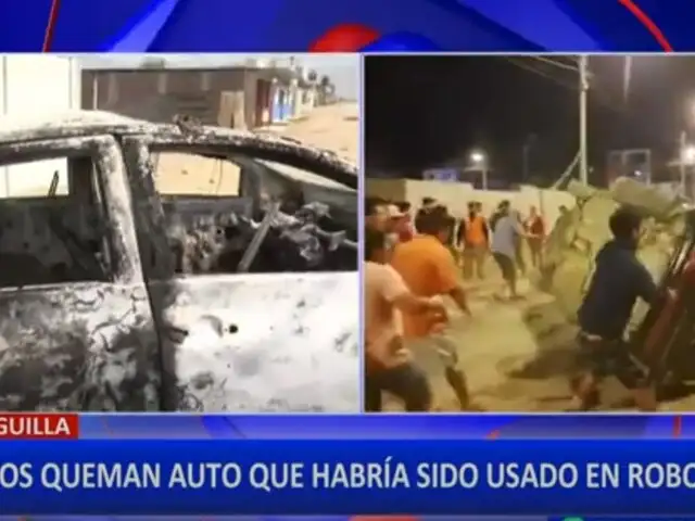 Vecinos de Cieneguilla detienen a ladrones e incendian su vehículo