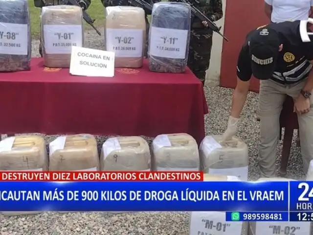 VRAEM: Sinchis de Mazamari y el Ejército incautan más de 900 kilos de droga líquida