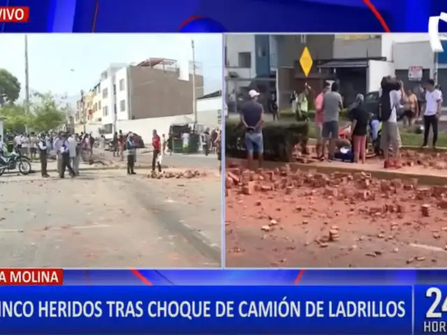 La Molina: tres adultos mayores resultan heridos tras volcadura de camión de ladrillos
