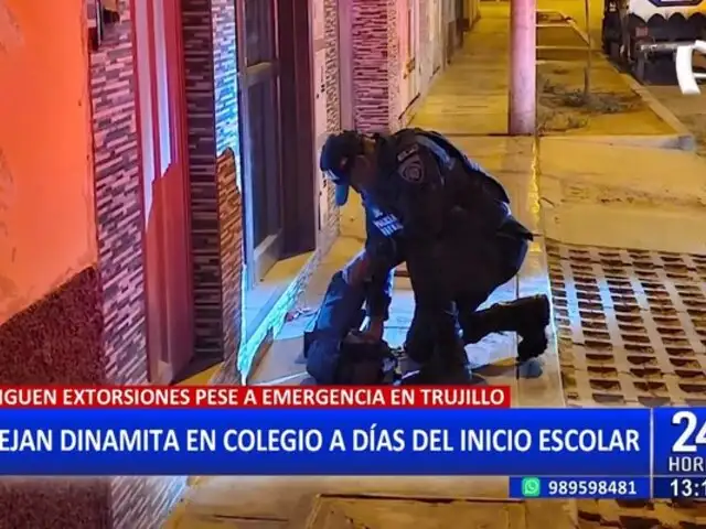 Trujillo: Extorsionadores dejan cartucho de dinamita frente a un colegio