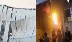 Incendio destruye dos almacenes clandestinos en Barrios Altos: siguen trabajando para apagar fuego