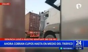 ¡El colmo! delincuentes se trepan a vehículos para cobrar cupos a conductores en el Callao