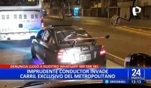 Comas: Captan a conductor imprudente invadiendo vía exclusiva del Metropolitano