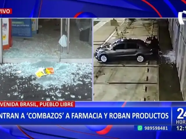 Pueblo Libre: delincuentes destrozan mampara de vidrio y saquean farmacia