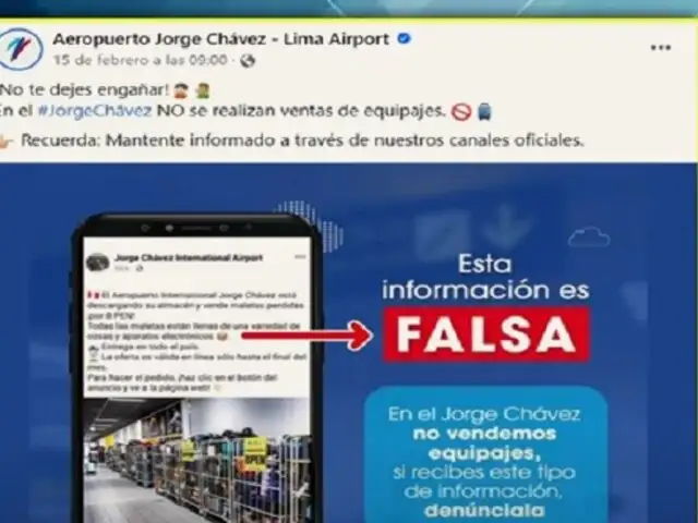 Tenga cuidado con ser estafado: Aeropuerto Jorge Chávez niega que venda maletas perdidas a S/8