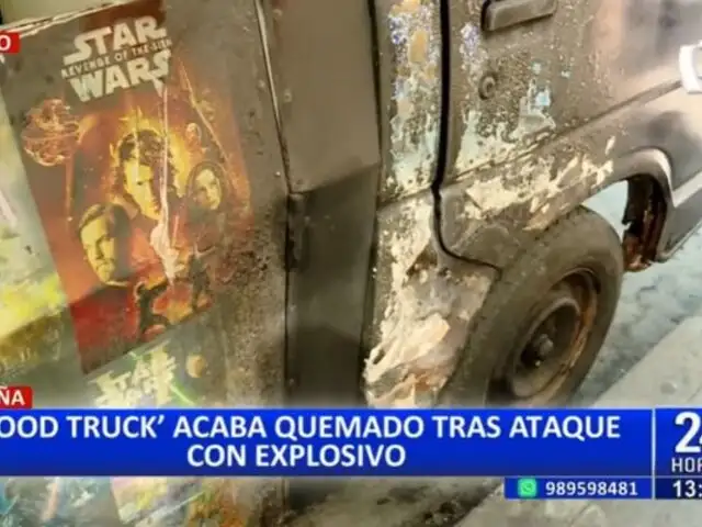 Atentado en Breña: "Food truck" termina quemado tras ataque con explosivo