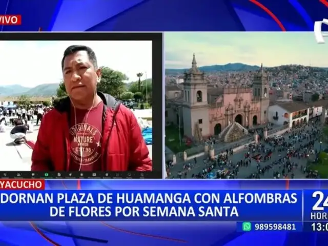Ayacucho: adornan plaza de Huamanga con flores por Semana Santa