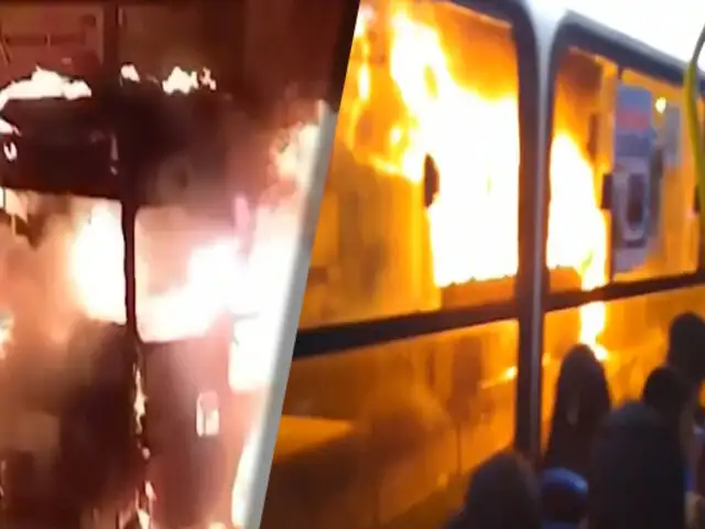 Bus se incendia frente a centro comercial Plaza Norte y conductor abandona a pasajeros