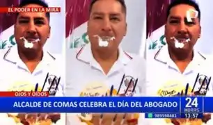 Con torta y peluche: Alcalde de Comas celebra el Día del Abogado