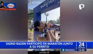 Congresista Sigrid Bazán participó en en maratón junto a su perrito
