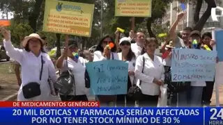 Farmacéuticos protestan ante el Minsa por obligación de 30 % stock de medicamentos genéricos