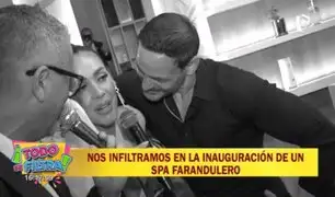 Dorita Orbegoso 'chotea' a Mark Vito durante inauguración de spa farandulero