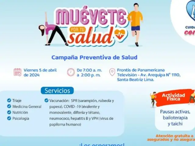 ¡Muévete por tu salud! EsSalud promueve actividad física en la esquina de Panamericana Televisión