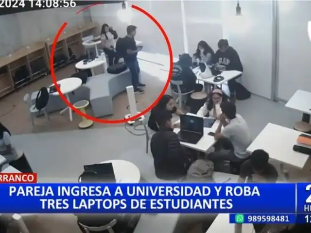 Barranco: Pareja de delincuentes ingresa a universidad y roba 3 laptops de estudiantes