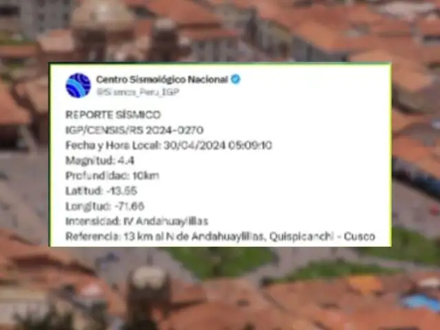Sismo de 4.4 de magnitud remeció la región Cusco: ¿dónde fue el epicentro?