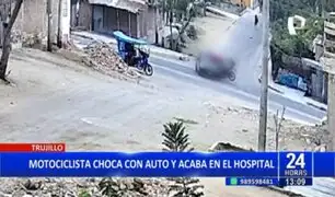 Motociclista queda gravemente herido tras impactante choque con auto en Trujillo