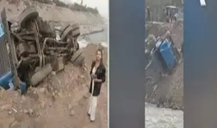 Chosica: camión cae por acantilado cuando arrojaba desmonte al río Rímac