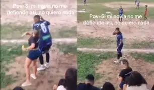 Novia defiende a golpes a su pareja en partido de fútbol y usuarios reaccionan: “es la indicada”