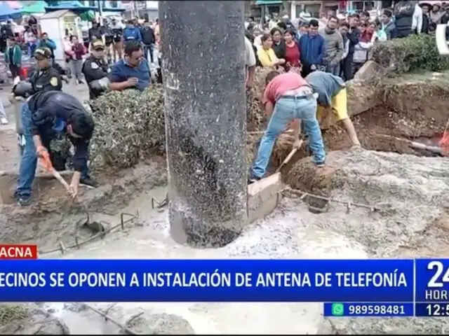 Tacna: ciudadanos rechazan instalación de antena de telefonía móvil por preocupaciones sísmicas