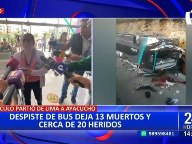 Familiares de pasajeros de bus que se despistó en Ayacucho exigen explicaciones a empresa