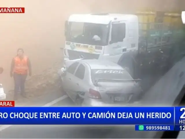 Nuevo accidente de tránsito: Choque entre auto y camión deja un herido en Huaral