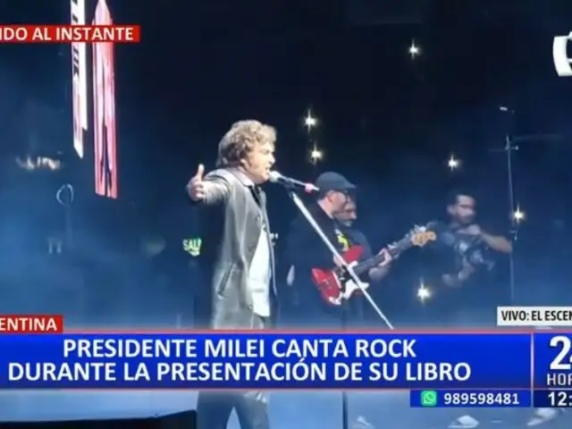 El show de Javier Milei: Presidente de Argentina cantó rock durante presentación de su libro
