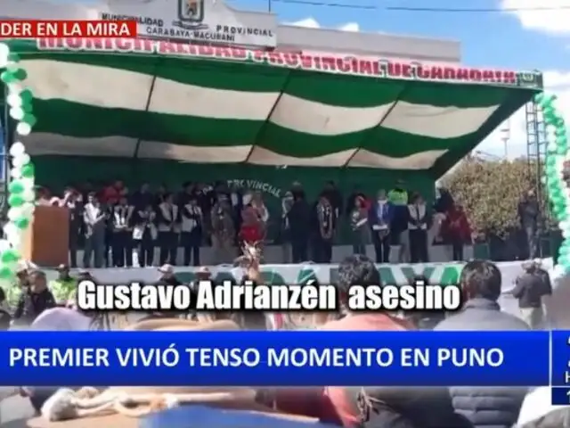 "Vas a podrirte en la cárcel": Manifestantes abuchean y gritan a premier Adrianzén en Puno