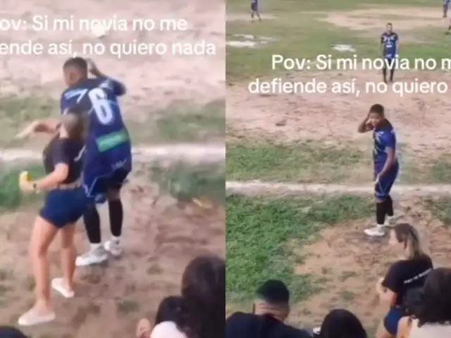 Novia defiende a golpes a su pareja en partido de fútbol y usuarios reaccionan: “es la indicada”