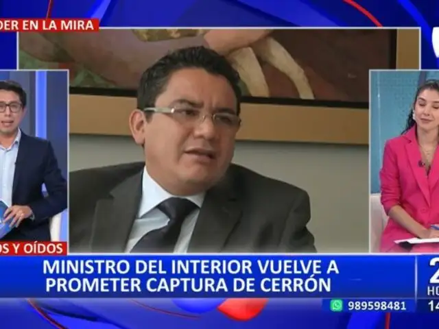 Juan José Santiváñez promete la captura de Vladimir Cerrón "en el más corto tiempo posible"
