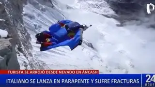 Áncash: turista italiano sufre accidente tras lanzarse en parapente en nevado Mateo