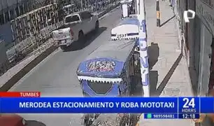 ¡Lamentable! cámara de seguridad registra robo de mototaxi en Tumbes