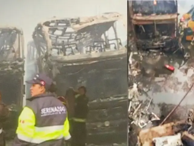 Incendio afecta taller de buses: bomberos continúan luchando por socavarlo