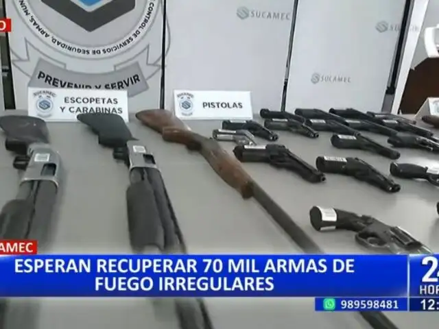Sucamec espera recuperar 70 mil armas de fuego irregulares