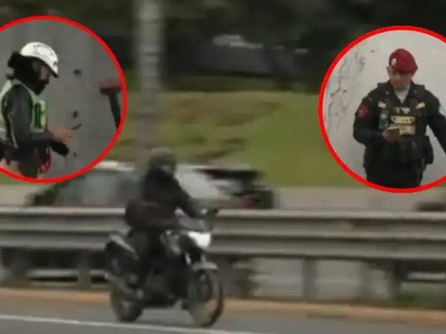 ¡Indignante! Motociclistas se apoderan de la Vía Expresa mientras policías están distraídos con celulares