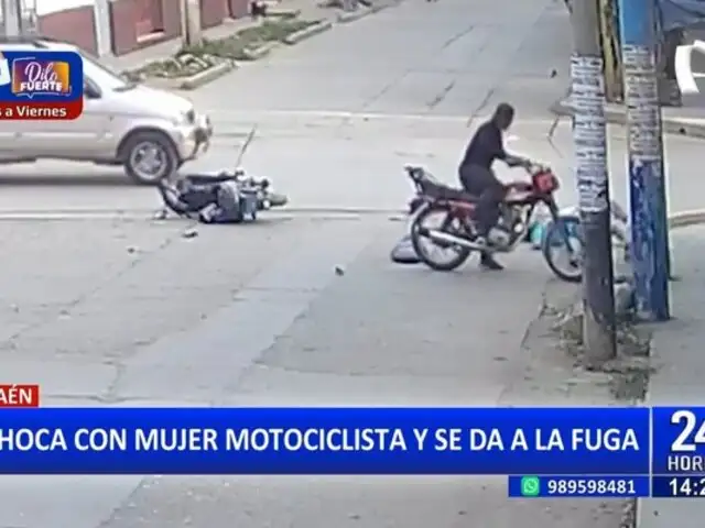 Impactante choque de motos en Jaén: Mujer es abandonada por conductor