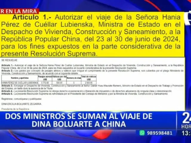 Dina Boluarte: Ministros de Economía y Vivienda acompañarán a la presidenta en su viaje a China