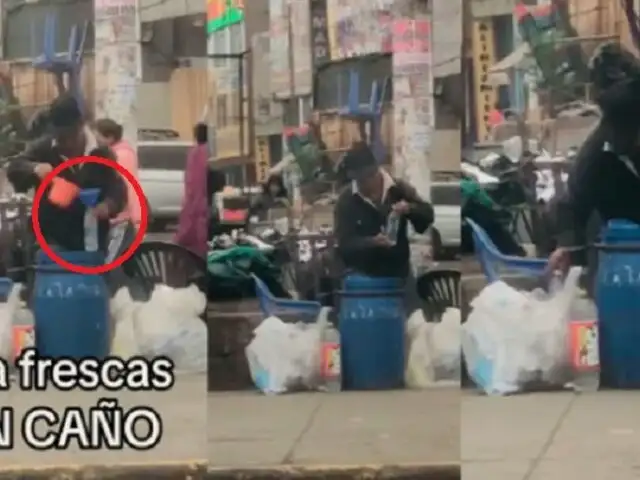 ¿Caño o cañazo? Captan a vendedor llenando botellas de agua recicladas con misterioso líquido