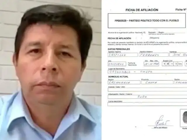 Pedro Castillo anuncia su afiliación al partido Todo con el Pueblo