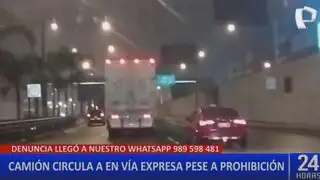 Camión de carga pesada circula por Vía Expresa pese a prohibición